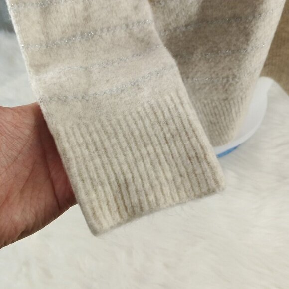 NWOT Style&Co Fall Cozy Cowl Neck Sweater MEDIUM(8-10) Ivory Metallic Stripe - Picture 8 of 13